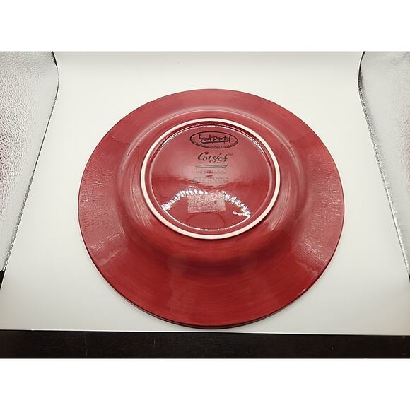 Corsica Home Hand Painted Hand Crafted Large 11 1/4" Red Dinner Serving Plate - Picture 3 of 7